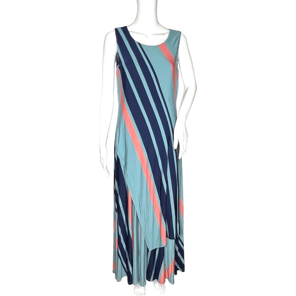 Soft Surroundings Women's Lina Dress Striped Jersey Knit Maxi
